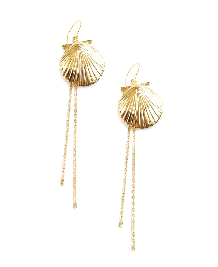 Long gold seashell earrings - Shop X Ology