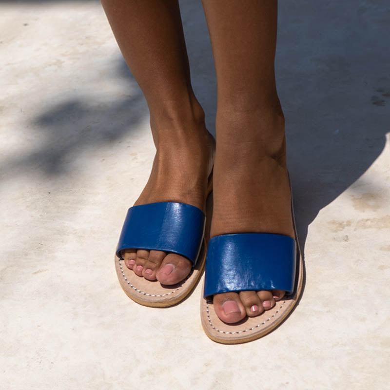 Navy blue leather sandals - Shop X Ology