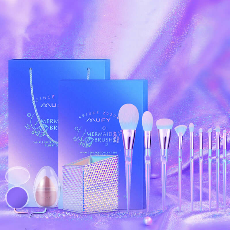 10-Piece Enchanting Blue Makeup Brush Set - Shop X Ology