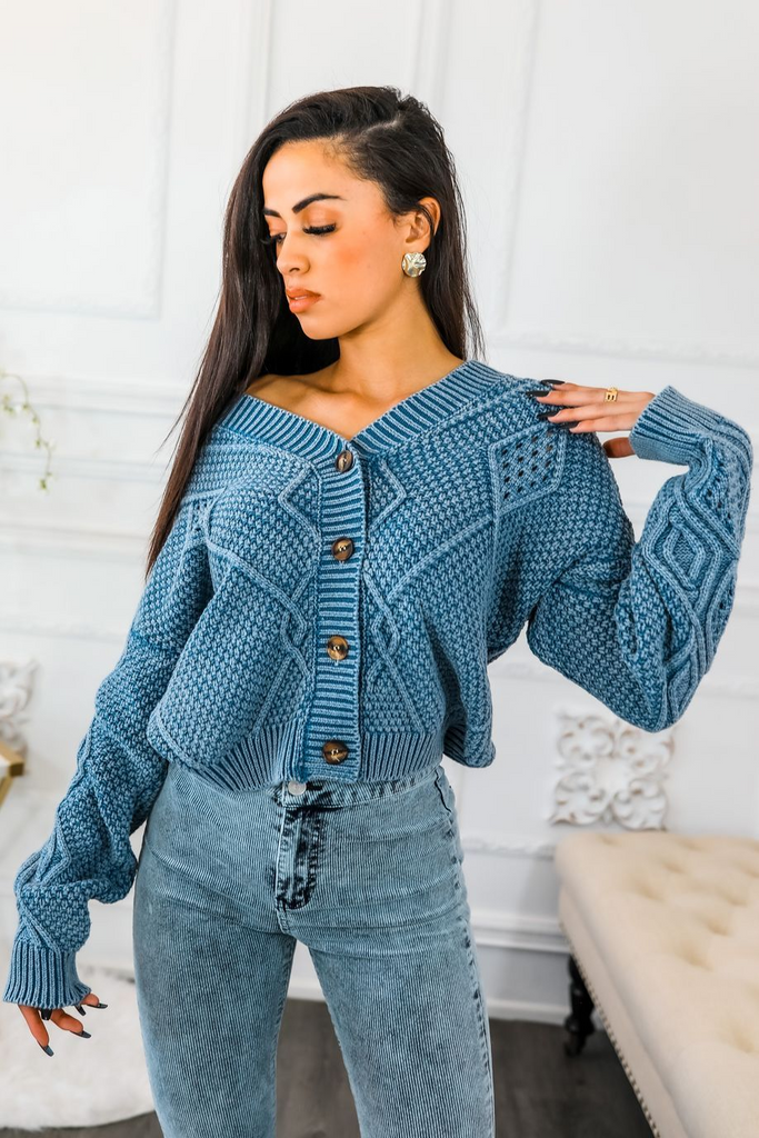 Women's V Neck Button Down Sweater - Shop X Ology