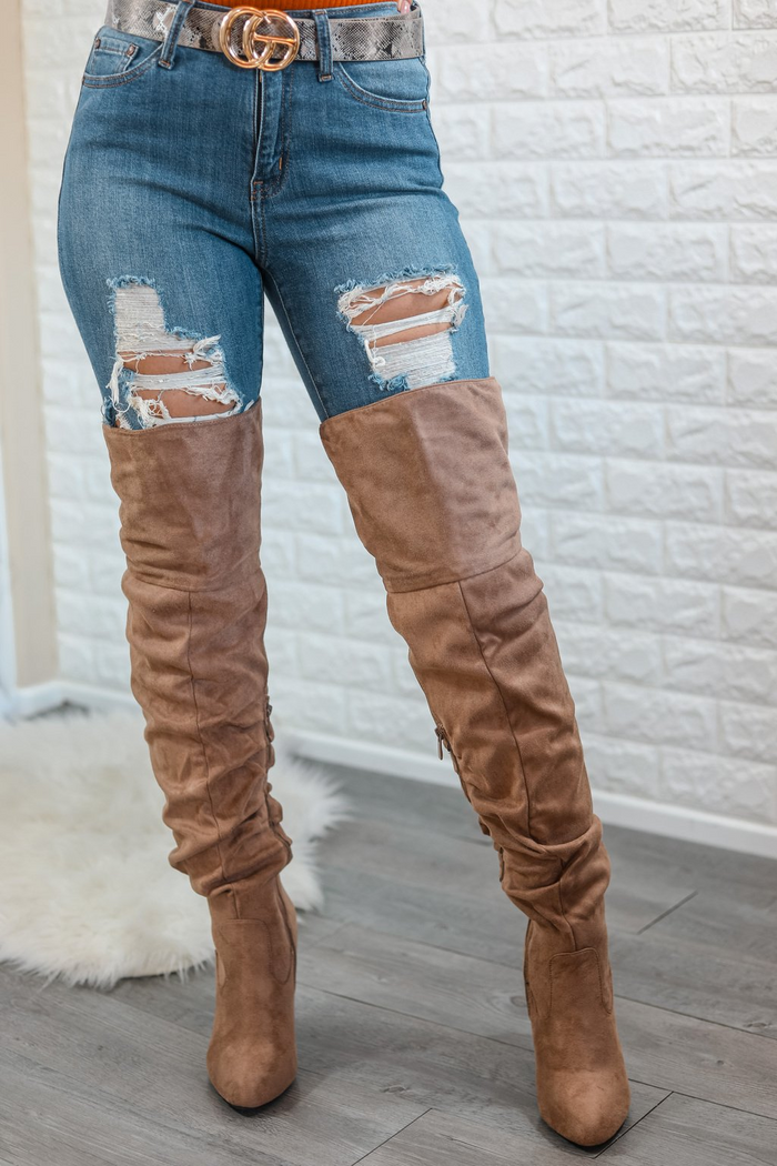Elegant Slouchy Knee High Boots