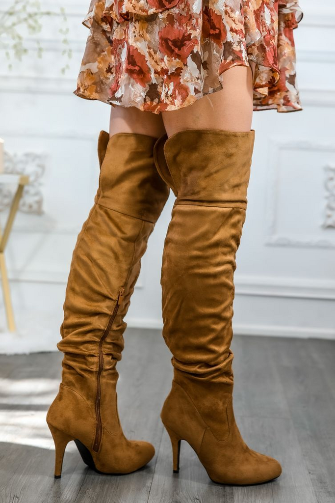 Unmatchable Pointy Slouchy Knee and Thigh High Boots Tan - Shop X Ology