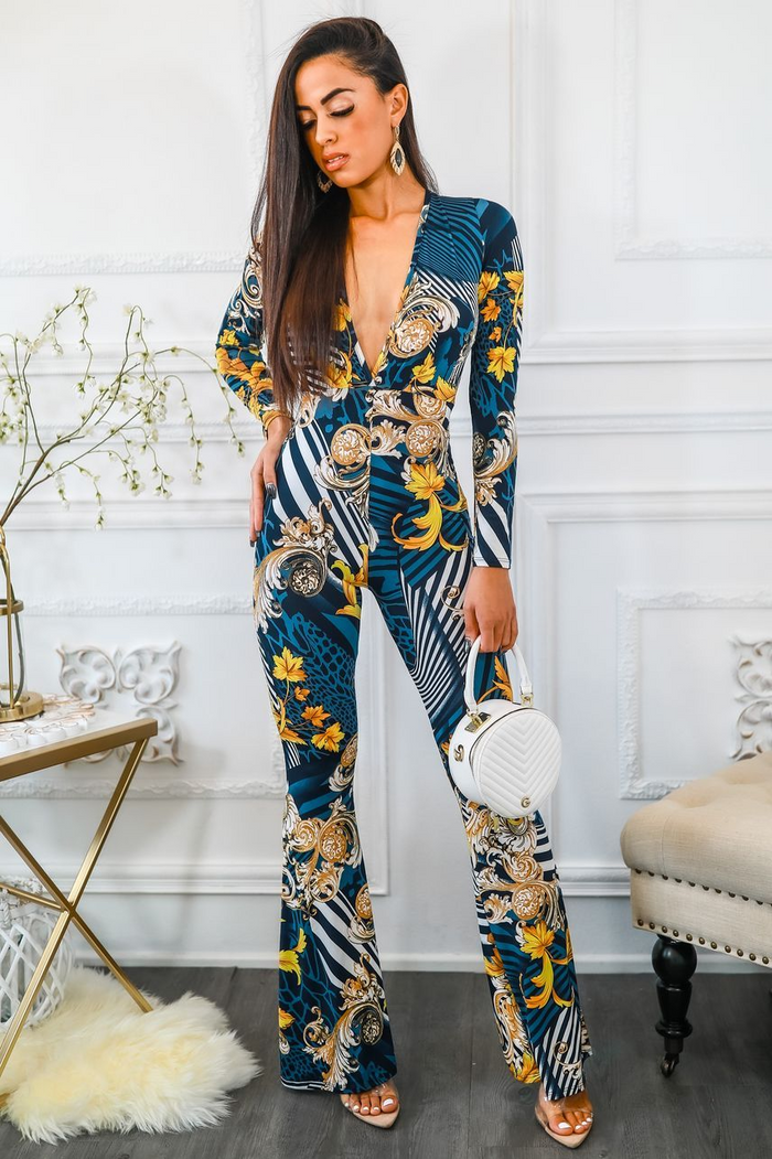 Rich and Ready Deep V Neck Jumpsuit - Shop X Ology