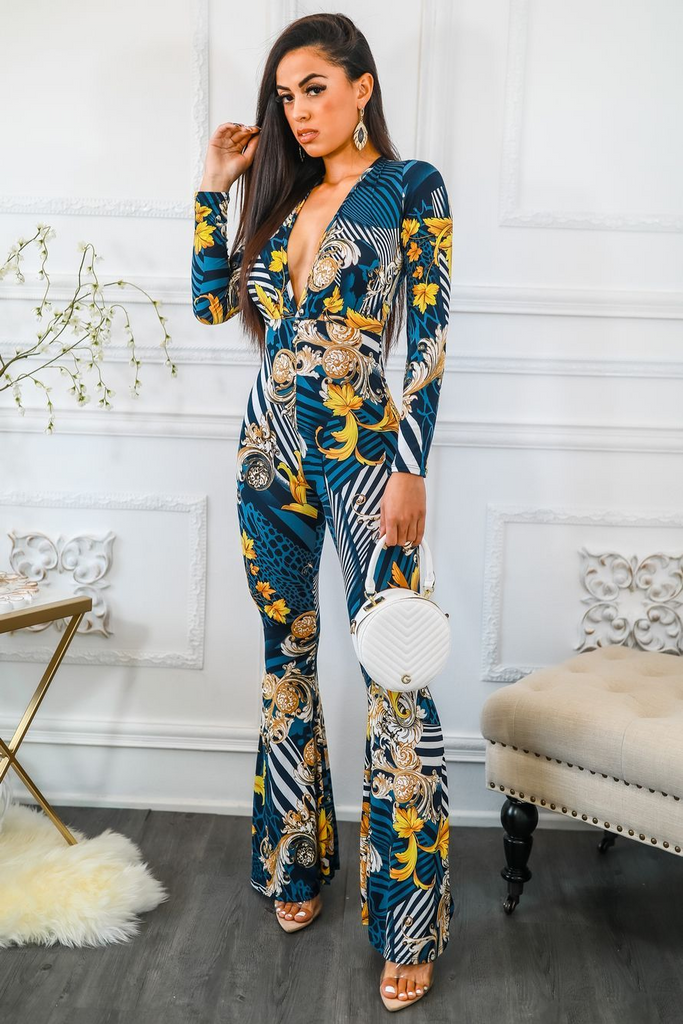 Rich and Ready Deep V Neck Jumpsuit - Shop X Ology