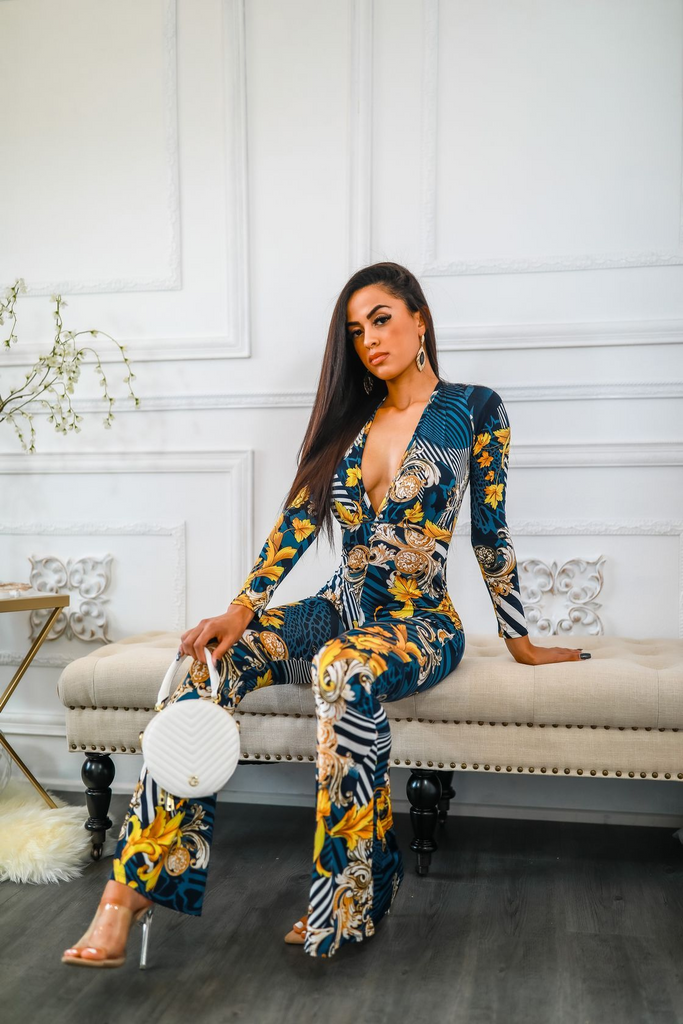 Rich and Ready Deep V Neck Jumpsuit - Shop X Ology