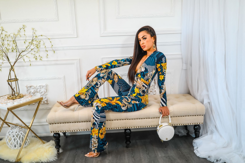 Rich and Ready Deep V Neck Jumpsuit - Shop X Ology