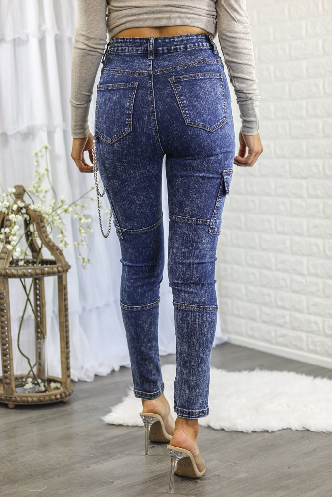 High Waisted Cargo Style Skinny Jeans - Shop X Ology