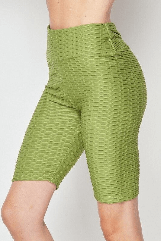 Kylie Scrunch Butt Anti Cellulite Honeycomb Olive Shorts - Shop X Ology