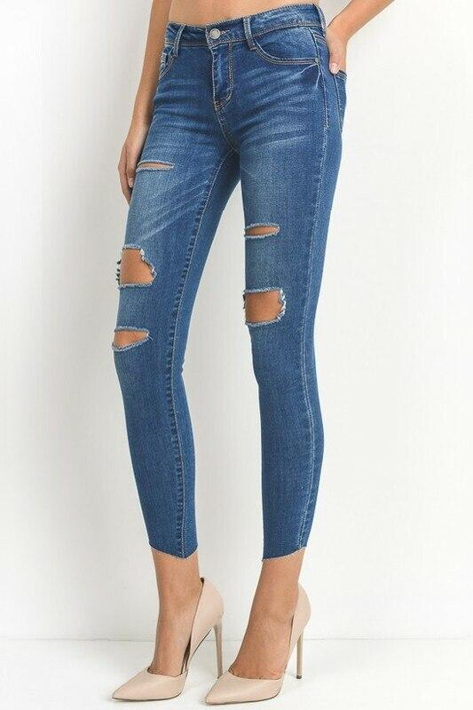 KIYO Cut Out Denim Jeans for Women - Shop X Ology