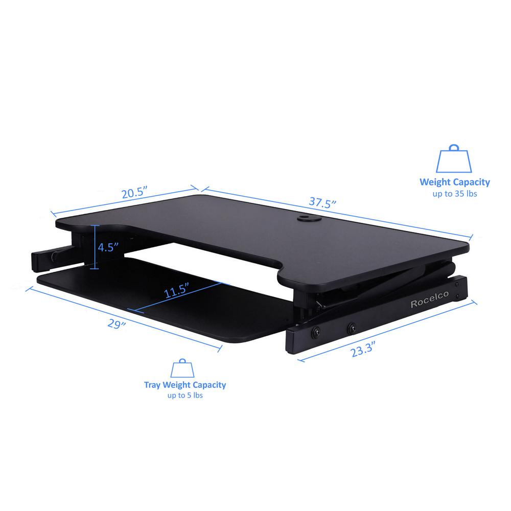 Rocelco 37.5" Deluxe Height Adjustable Standing Desk - Shop X Ology