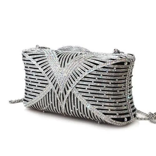 Imitation Rhodium White Metal Clutch with Top Grade Crystal  in White - Shop X Ology