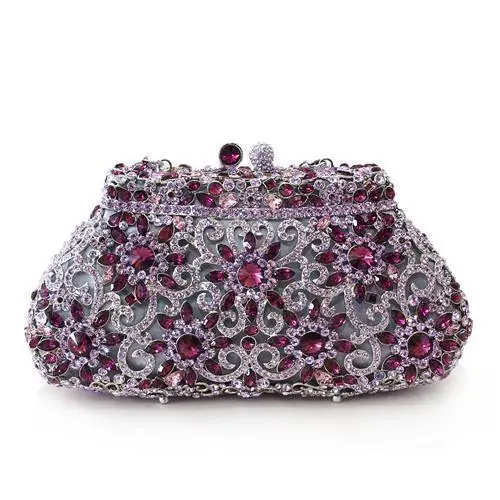 Imitation Rhodium White Metal Clutch with Top Grade Crystal  in Multi Color - Shop X Ology