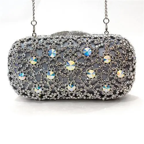 Imitation Rhodium White Metal Clutch with Top Grade Crystal  in White - Shop X Ology