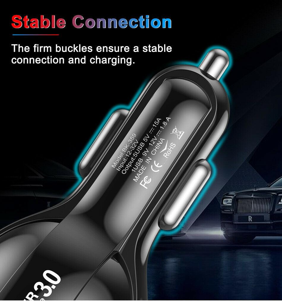 4 Port LED Car Charger + 3 in 1 Cable Combo Pink - Shop X Ology