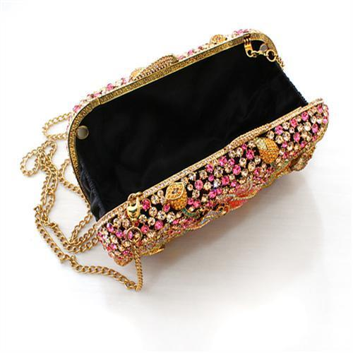 Ancientry Gold White Metal Clutch with Top Grade Crystal  in Multi Color