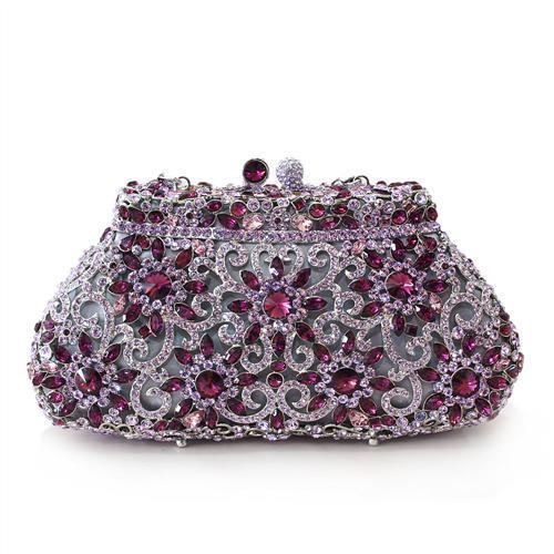 Imitation Rhodium White Metal Clutch with Top Grade Crystal  in Multi Color