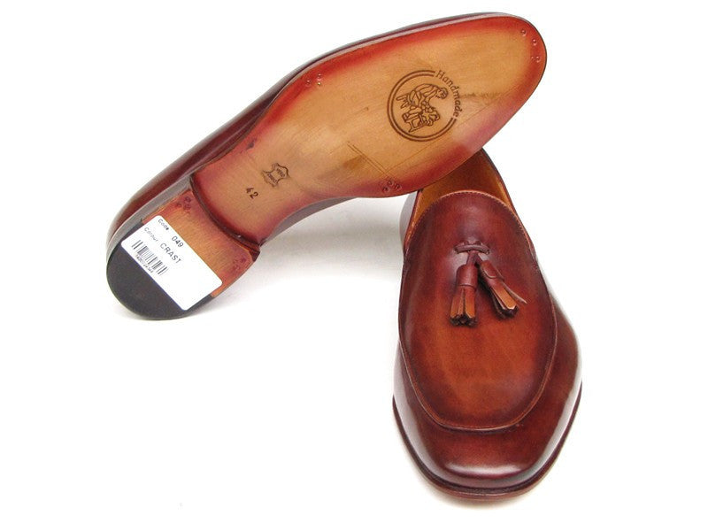 Paul Parkman Men's Tassel Loafer Brown Hand Painted Leather - Shop X Ology