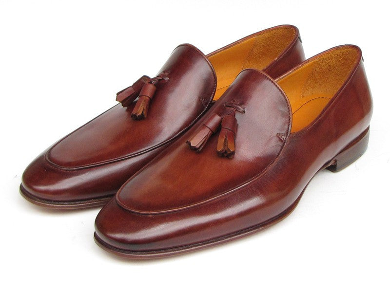 Paul Parkman Men's Tassel Loafer Brown Hand Painted Leather - Shop X Ology