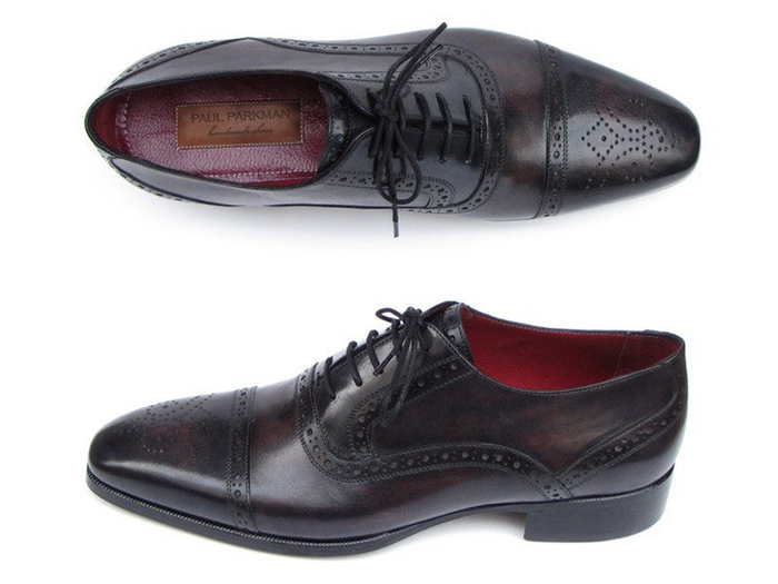 Paul Parkman Men's Captoe Oxfords Bronze & Black Shoes (ID#77U844) - Shop X Ology