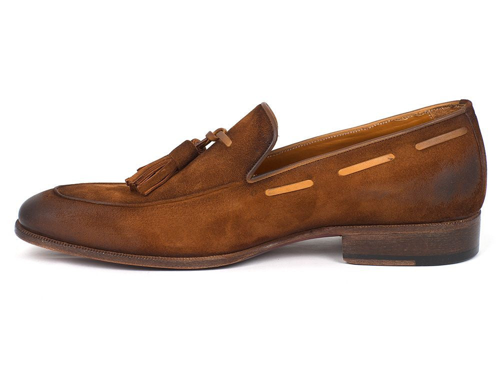 Paul Parkman Men's Tassel Loafer Brown Antique Suede Shoes - Shop X Ology