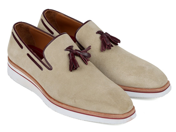 Paul Parkman Men's Smart Casual Tassel Loafers Beige Suede (ID#181-BEI-SD) - Shop X Ology