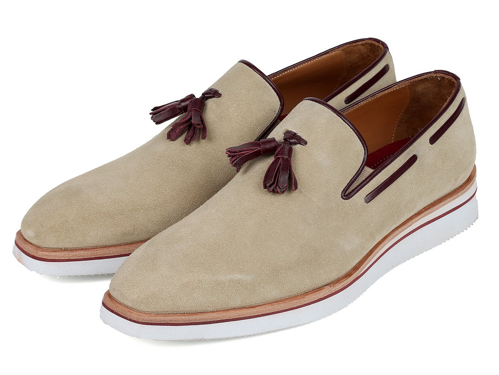 Paul Parkman Men's Smart Casual Tassel Loafers Beige Suede (ID#181-BEI-SD) - Shop X Ology