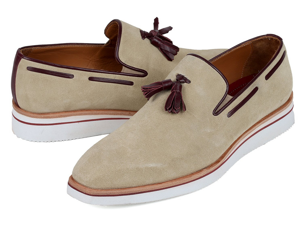 Paul Parkman Men's Smart Casual Tassel Loafers Beige Suede (ID#181-BEI-SD) - Shop X Ology