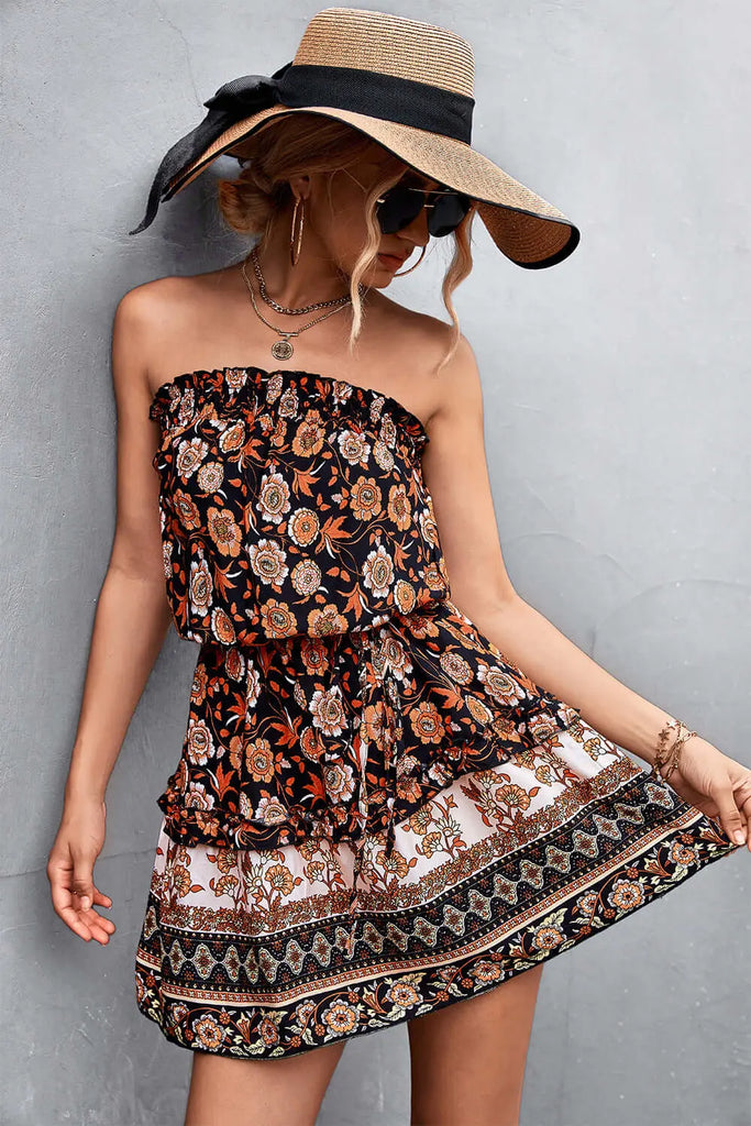 Women's Floral Strapless Dress | Woman Casual Outfits