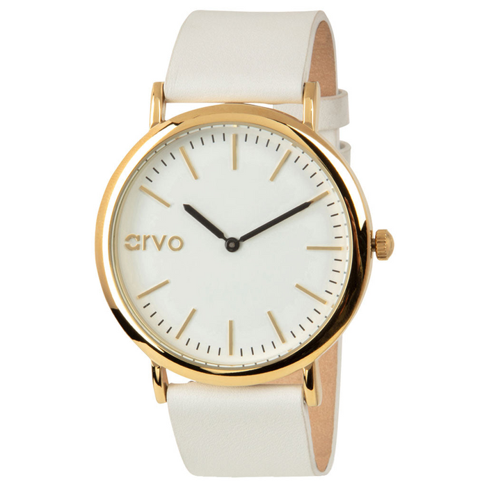 Arvo White Time Sawyer Watch | Gold | White Leather - Shop X Ology