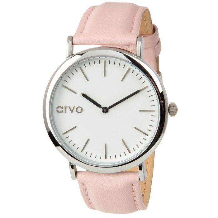 Arvo White Time Sawyer Watch - Silver - Pink Leather - Shop X Ology