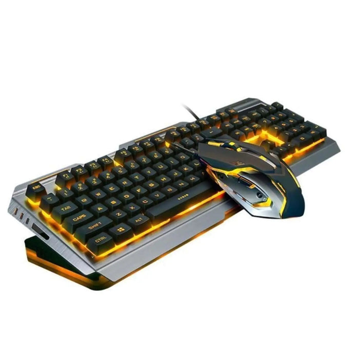 Ninja Dragons Tungsten Gold Metal Frame Gaming Keyboard and Mouse Set | Tech Accessories