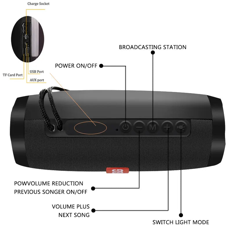 Wireless Portable Bluetooth Stereo Speaker with LED Light | Audio & Video