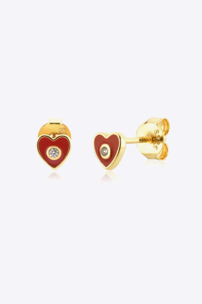 Zircon 925 Sterling Silver Heart Stud Earrings | Jewelry