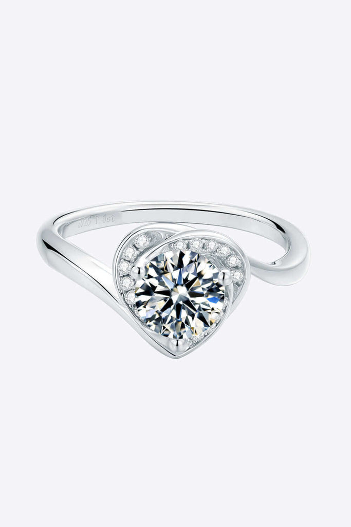 1 Carat Moissanite 925 Sterling Silver Heart Ring | Jewelry