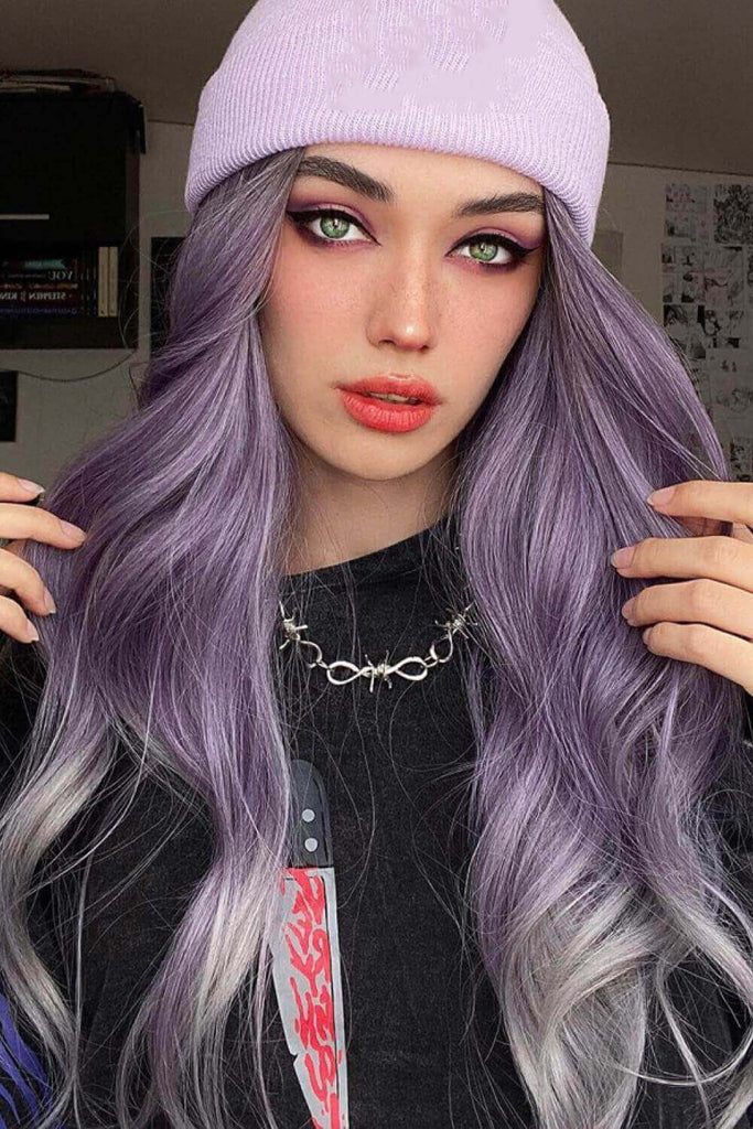 Elegant Wave Full Machine Synthetic Wigs in Purple 26'' | Hair