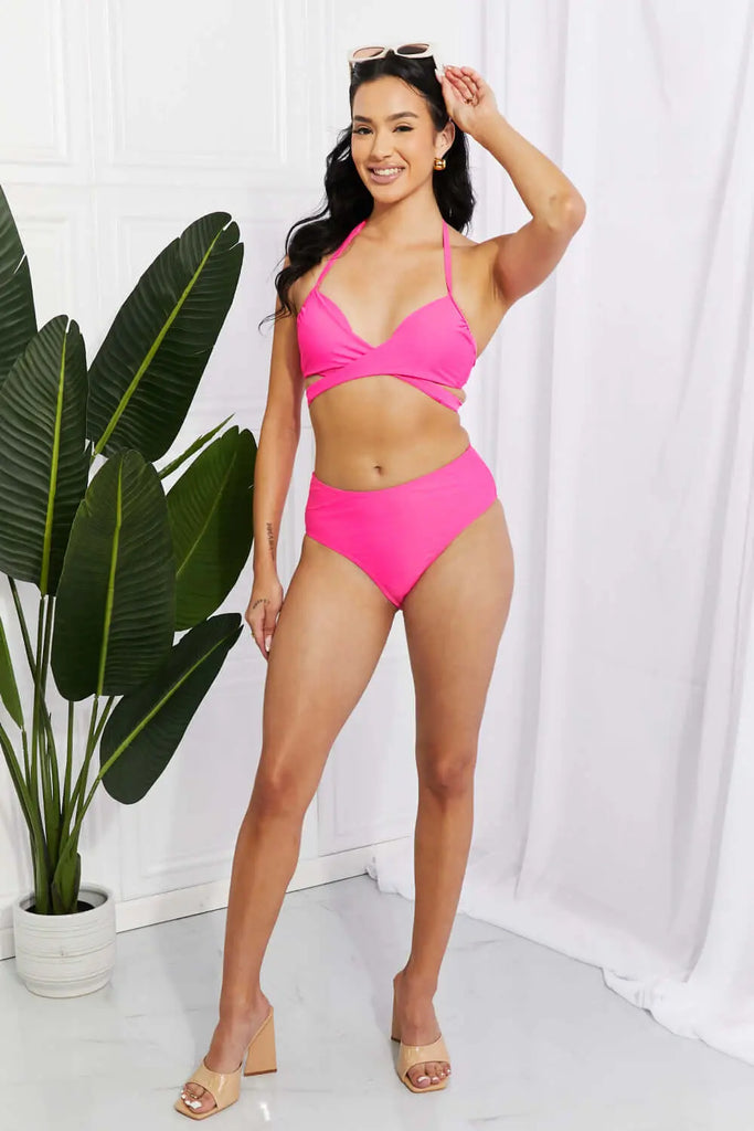 Marina West Swim Summer Splash Halter Bikini Set in Pink | Swimsuit
