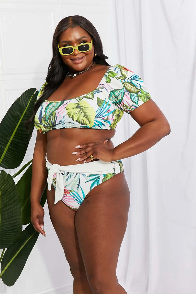 Marina West Swim Vacay Ready Puff Sleeve Bikini in Floral | Swimsuit