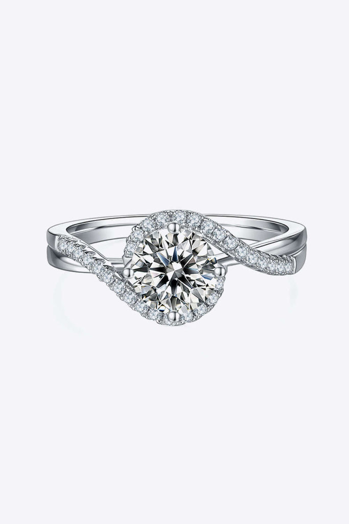 1 Carat Moissanite 925 Sterling Silver Crisscross Ring | Jewelry