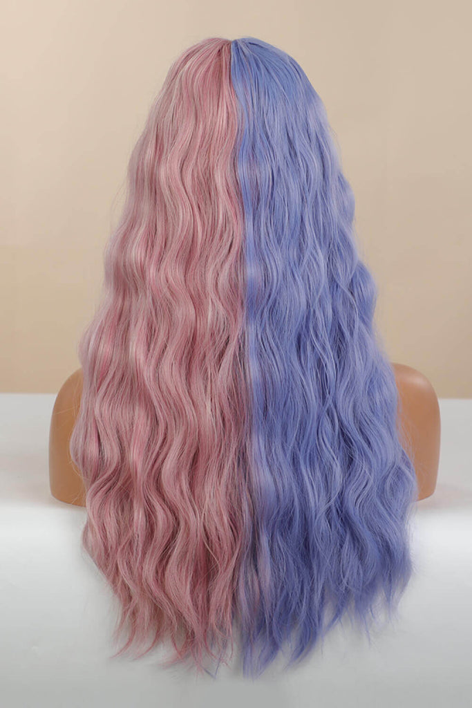 13*1" Full-Machine Wigs Synthetic Long Wave 26" in Blue/Pink Split Dye | Hair