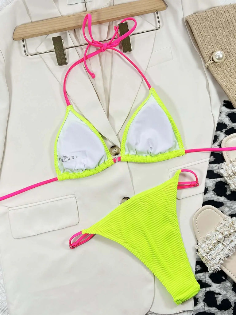 Ribbed Tie Back Bikini Set | Swimsuit