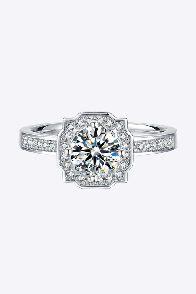 1 Carat Moissanite 925 Sterling Silver Halo Ring | Jewelry
