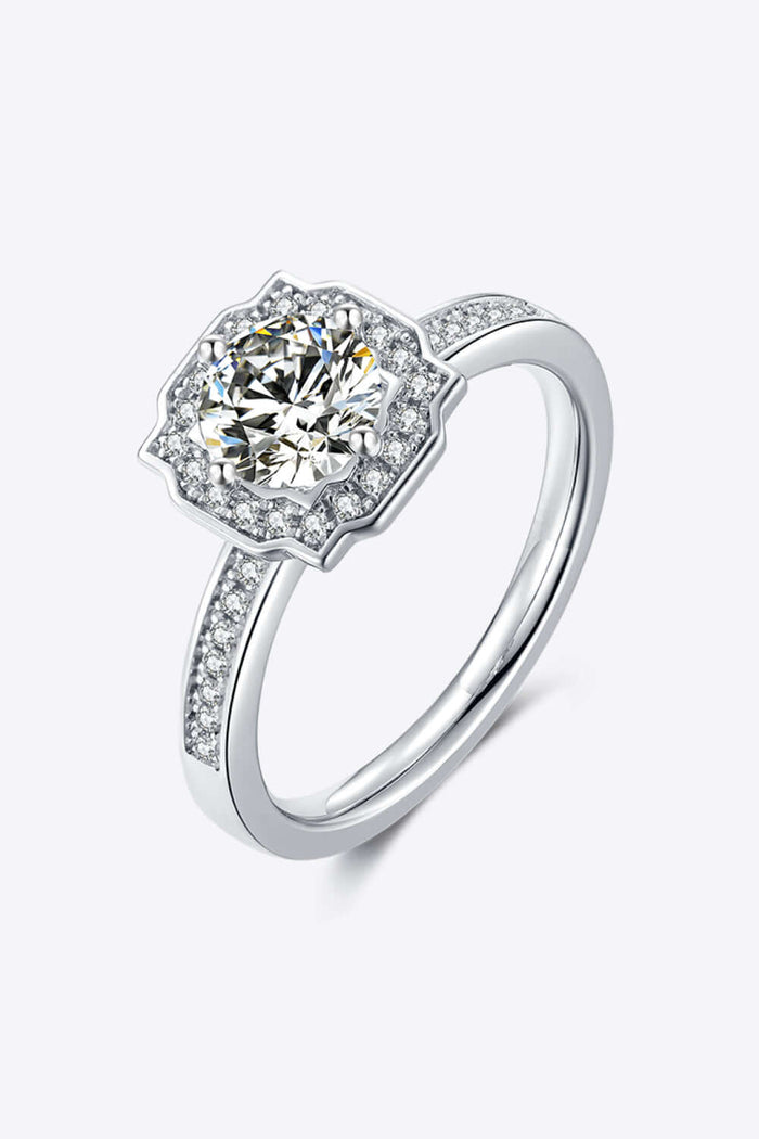 1 Carat Moissanite 925 Sterling Silver Halo Ring | Jewelry