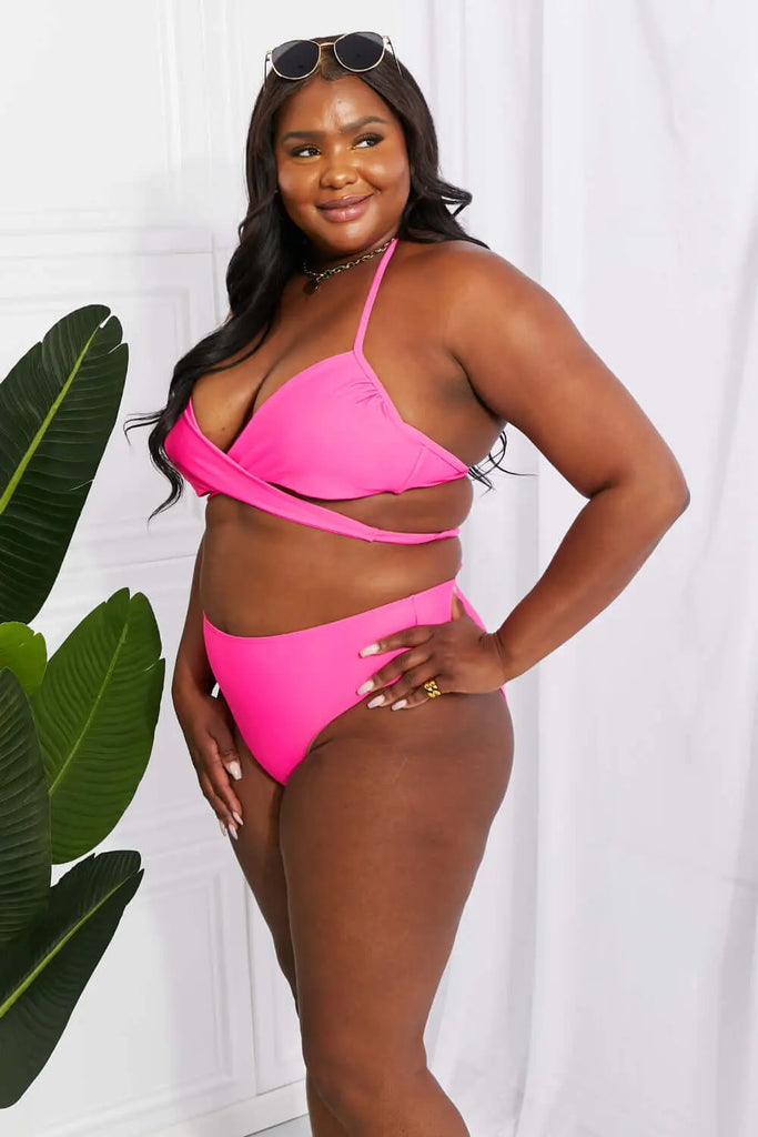 Marina West Swim Summer Splash Halter Bikini Set in Pink | Swimsuit