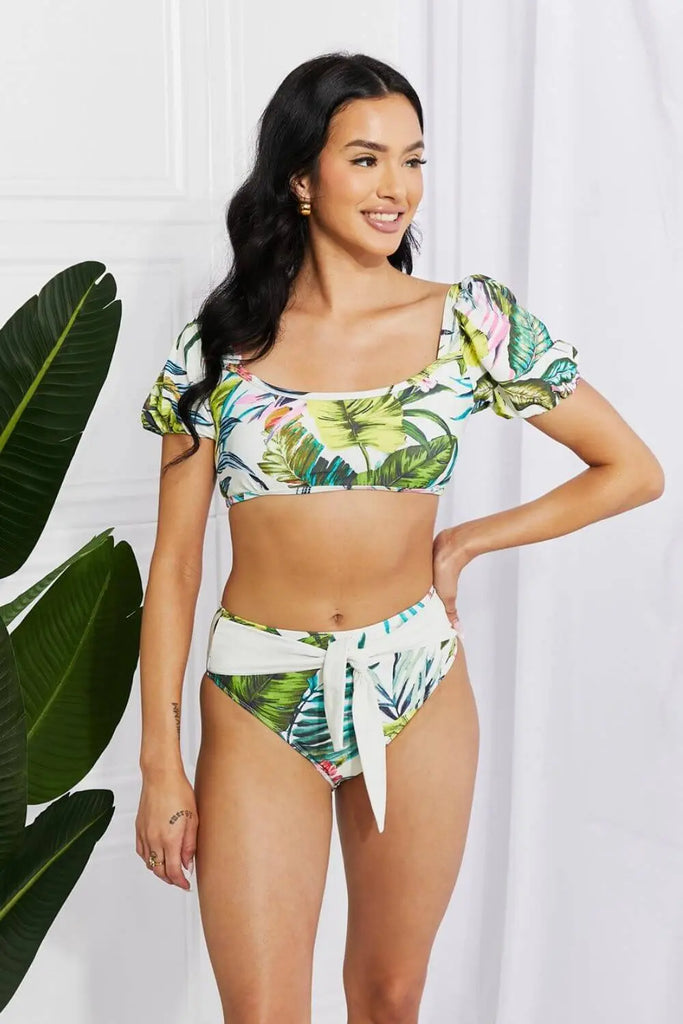 Marina West Swim Vacay Ready Puff Sleeve Bikini in Floral | Swimsuit