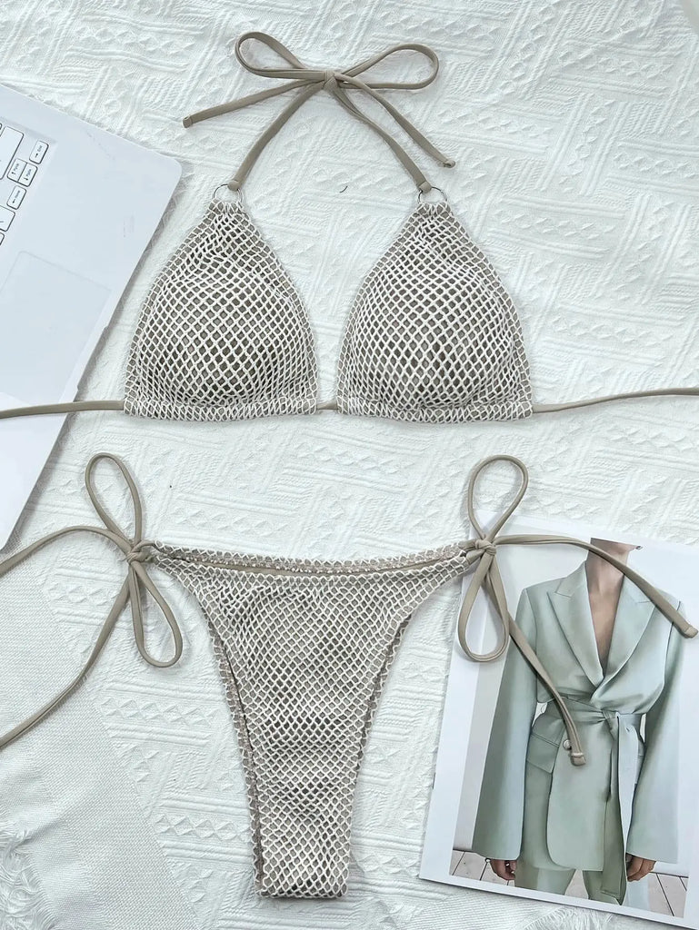 Halter Neck Tie Back Bikini Set | Swimsuit