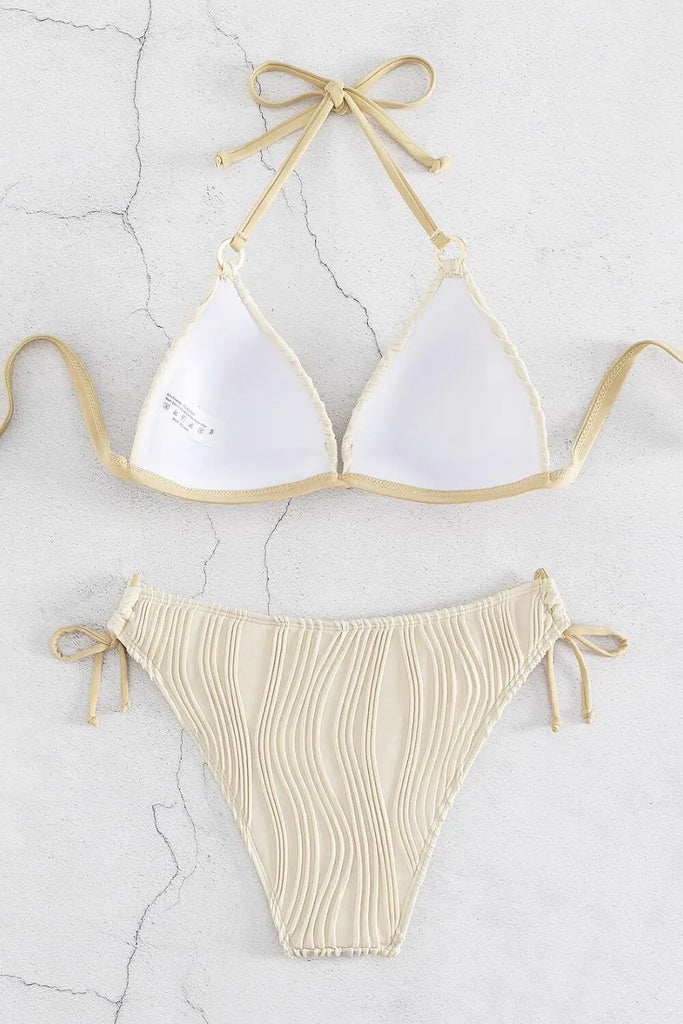 Textured Halter Neck Bikini Set | Swimsuit