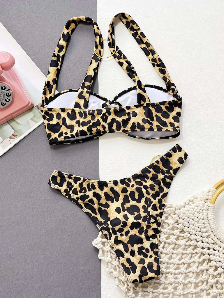 Leopard Ring Detail Bikini Set | Swimsuit