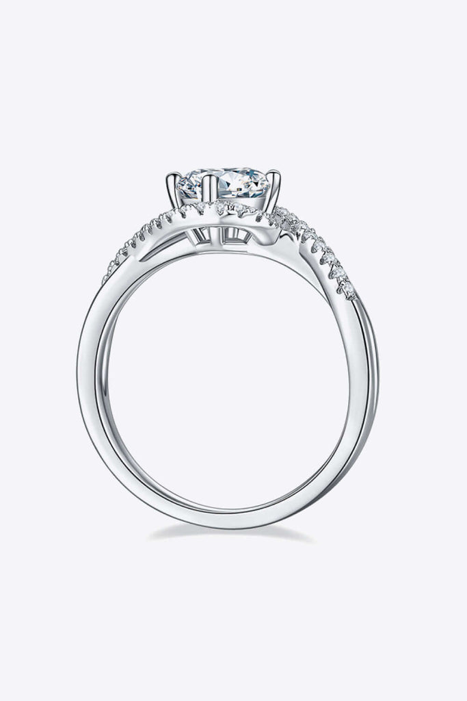 1 Carat Moissanite 925 Sterling Silver Crisscross Ring | Jewelry