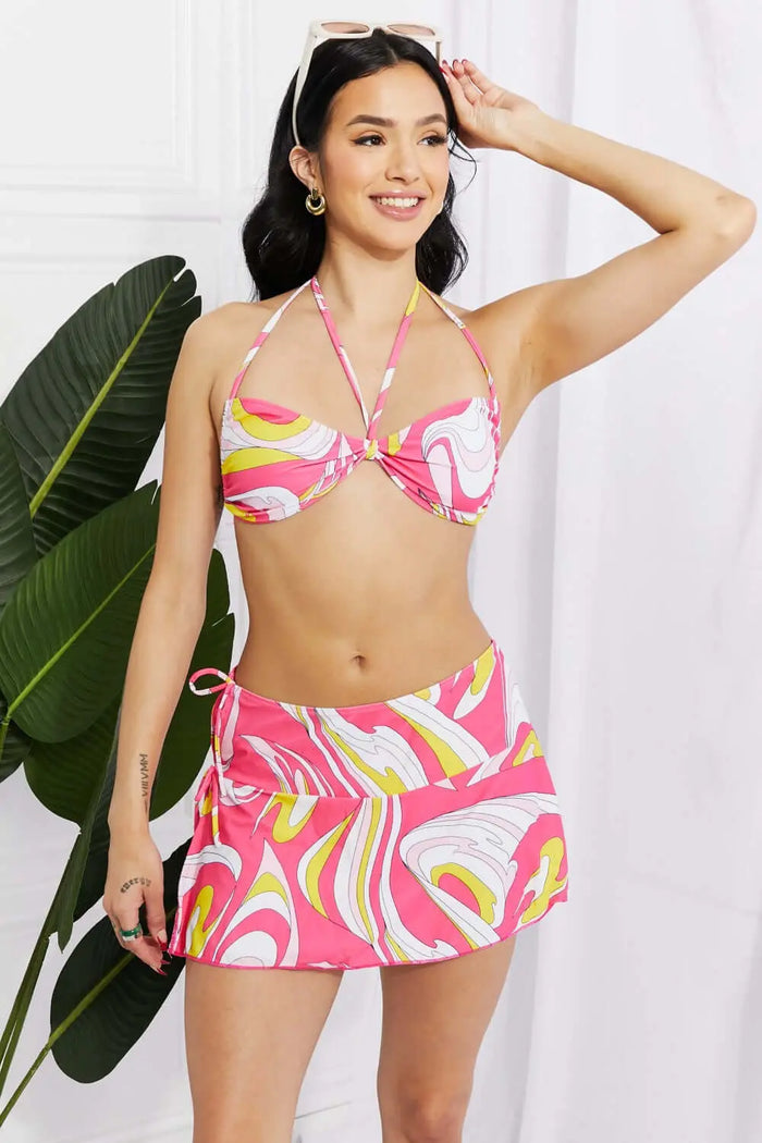 Marina West Swim Disco Dive Bandeau Bikini and Skirt Set | Swimsuit