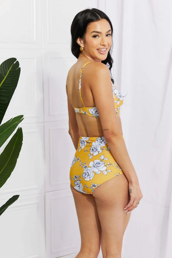Marina West Swim Take A Dip Twist High-Rise Bikini in Mustard | Swimsuit